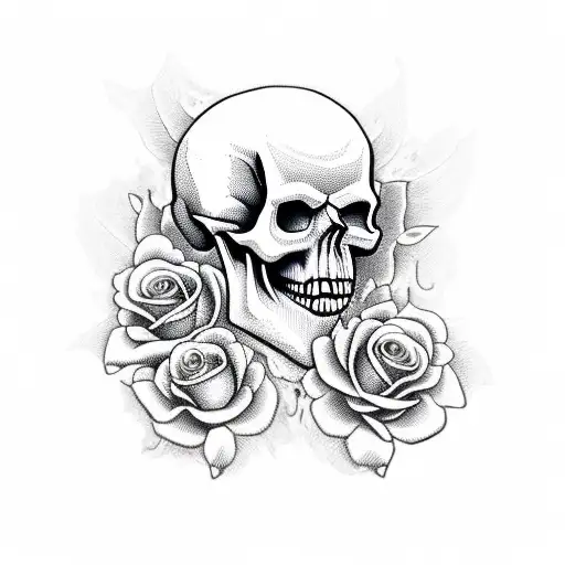 Skull And Roses With Blood Dripping
