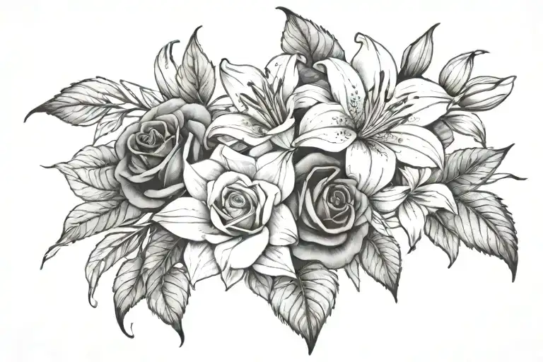 Roses And Lily Flowers