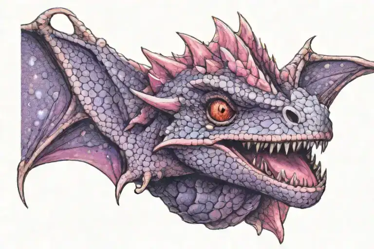 Purple And Pink Sparkly Glitter Baby Wyvern