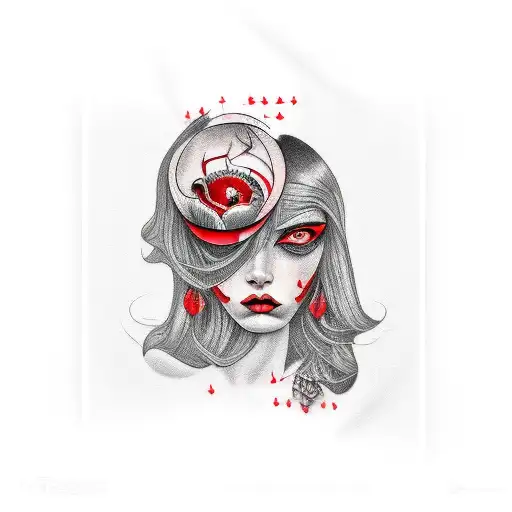 Sad Woman Black And Red