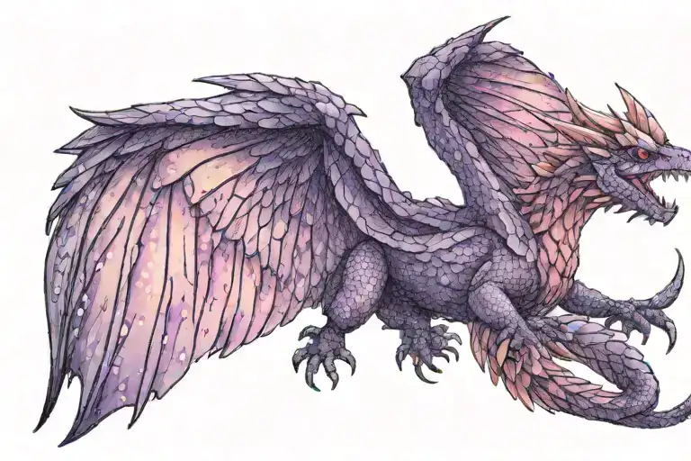 Purple And Pink Sparkly Glitter Fullbody With Wings Baby Wyvern