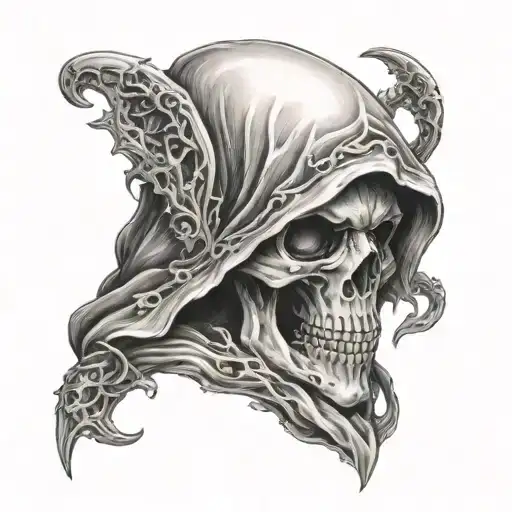 Reaper Hooded Dark Black And White