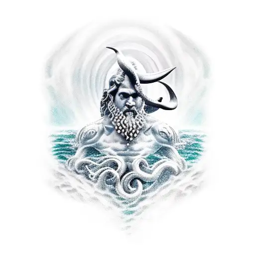 Thinking Poseidon With Background