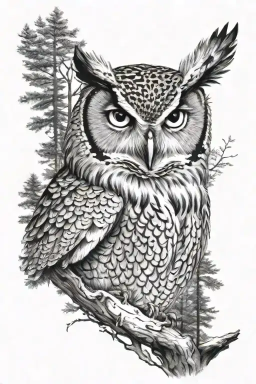 Owl In Forest