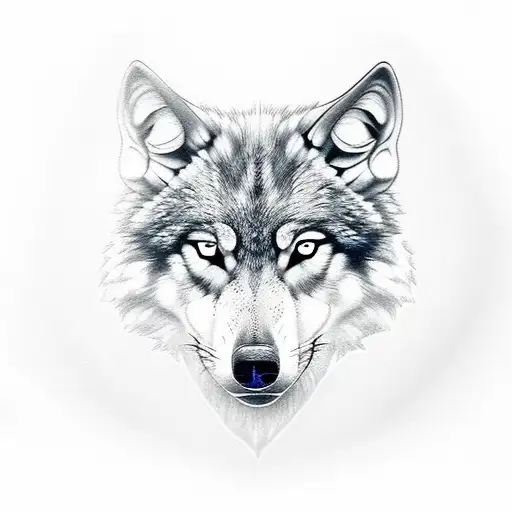 Black And White Realistic Wolf Head
