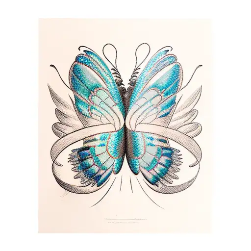 Butterfly Wings Forming The Silhouette Of A Native American Woman