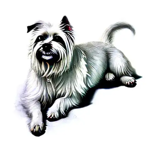 A White Dog Laying On A Black Background