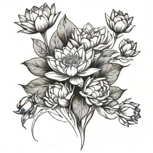 Water Lily And Tulips And Roses