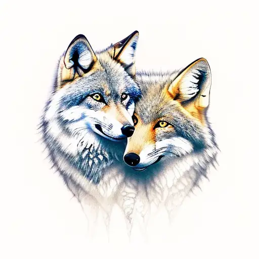 A Portrait Of A Wolf And A Fox Merging Seamlessly Into One Another