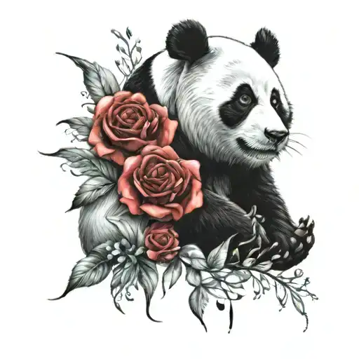 Panda And Roses
