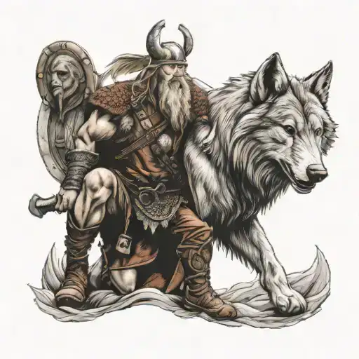 Viking With Wolf