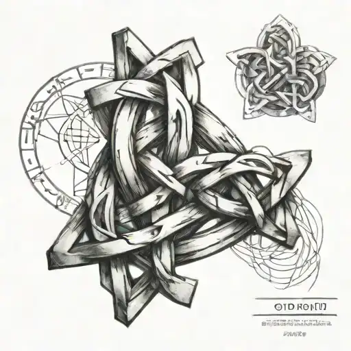 Create A Realistic Interpretation Of A Celtic Knot Intertwined With Engineering Blueprints