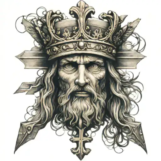 Cross With Jesus' Crown Over It