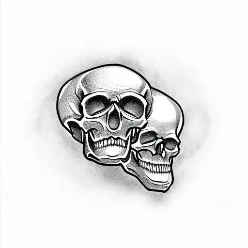 Skull Drawn In A Sketch Style With Crosshatching Details