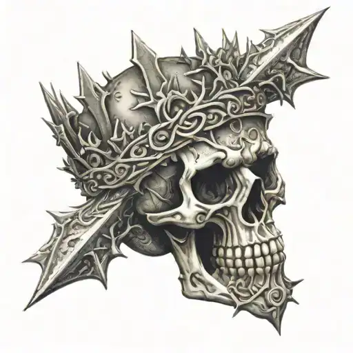 Cross With Thorny Crown Over It