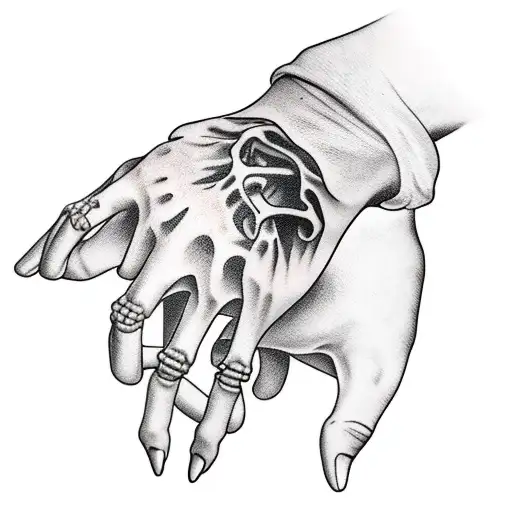 Skeleton Hand Touching Hand M More