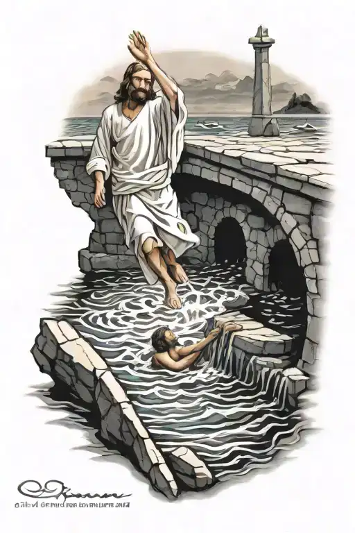 Peters Perspective Of Jesus Pulling Him Out The Water