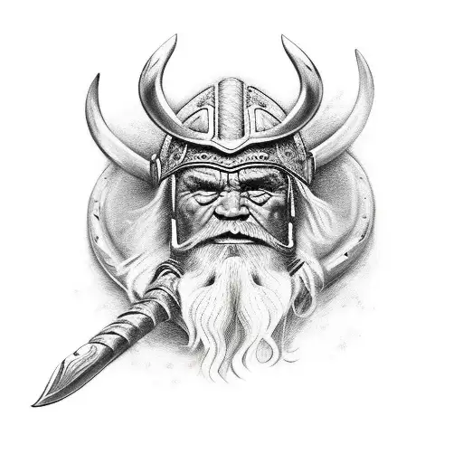 Hache Viking Avec Un Portrait De Guerrier