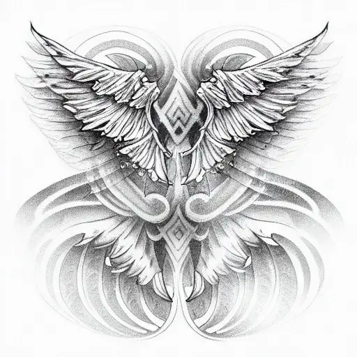 Full Back Tatoo Two Wings Starting From Spinal Cord And Goes Towards Shoulders