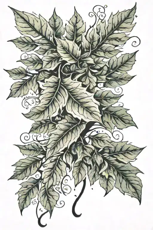 Leaves Wrapped Around The Arm In A Spiraling Motion Down With A Other Leaf Entwined Underarm Sleeve