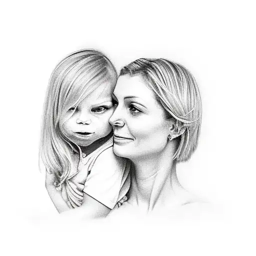 Mother With A Son And A Daughter In A Representative Of Love And Happiness