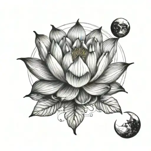 Lotus Flower And Half Moon