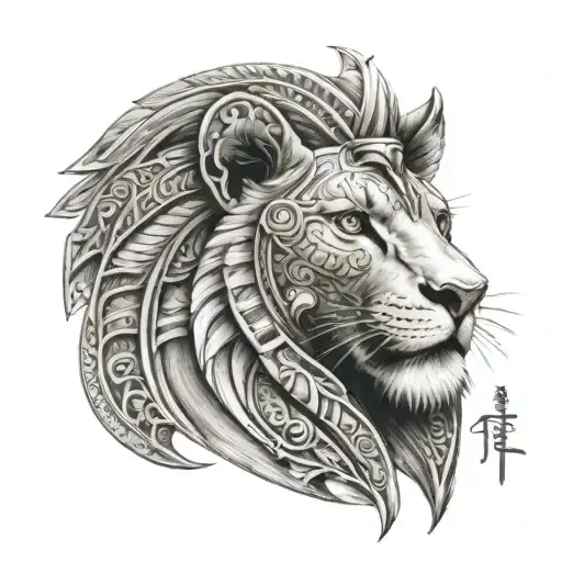 Egyptian Decoration With Lion