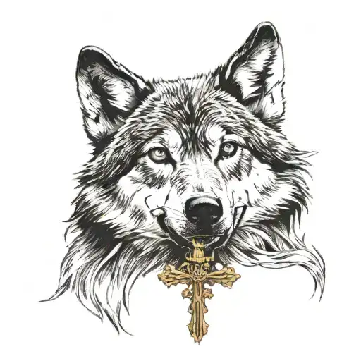 A Wolf With A Catholic Cross