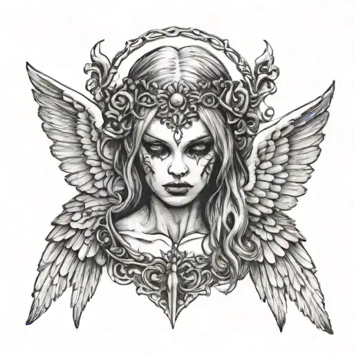 Gothic Angel Holding Up Mask