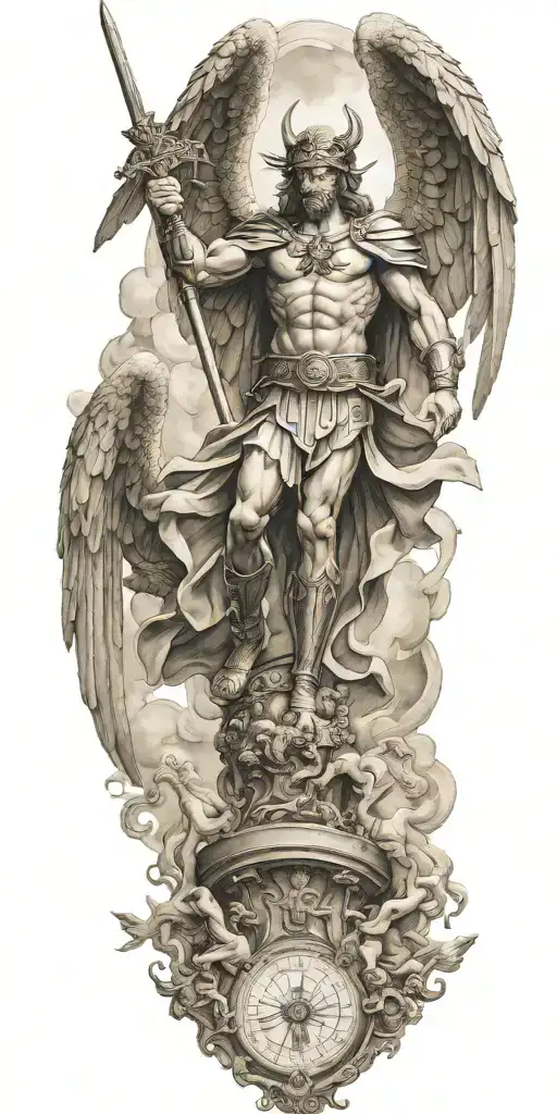Saint Michael Throwing Lucifer Out Of Heaven And Down To Hell