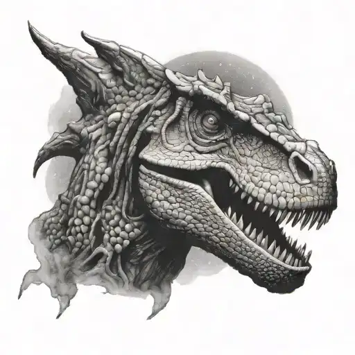 Black And Grey Dinosaur Head In Space