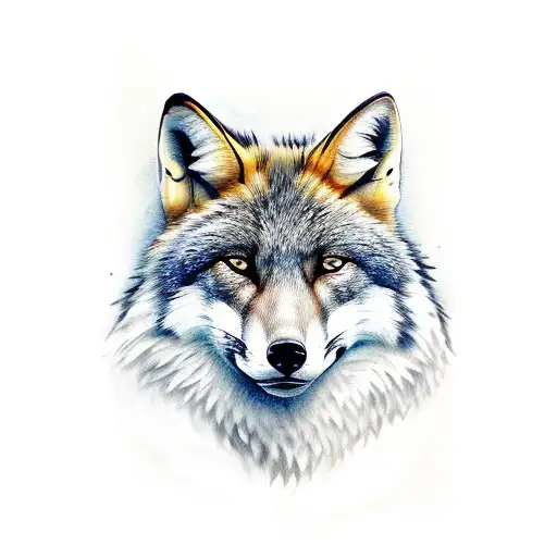 A Portrait Of A Half Of Wolf And Half Of Fox