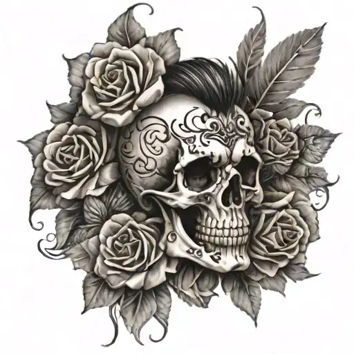 Warrior Man Skull And Rosses