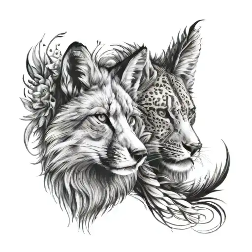 A Fox And A Lion In A Creative Design Symbolizing Self-belief And Creativity