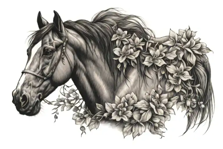 Horse And Flowers Small