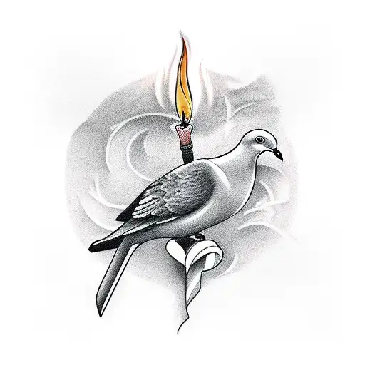 Scroll With Dove And Candle