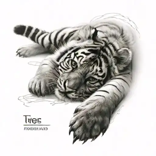 Tiger Cub Laying Down With Paw Swiping