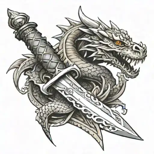 Dagger With Dragon Wrapped Around It