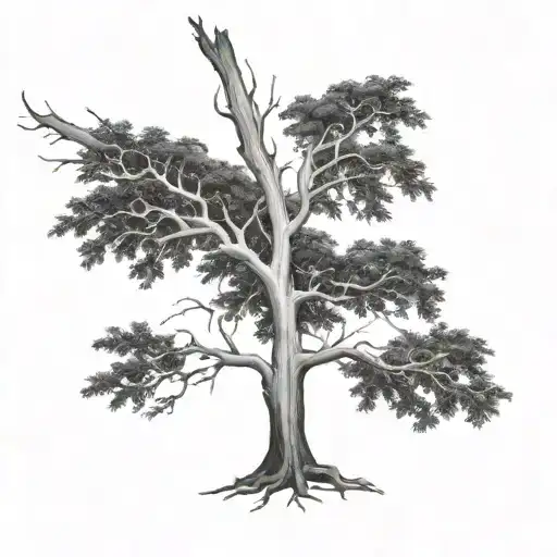 Black And White Tree With A Black Background Shade With White Roots Stretching Down My Forearms