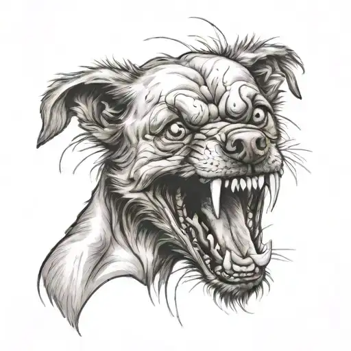 Angry Dog Is Bitting The Human Heart