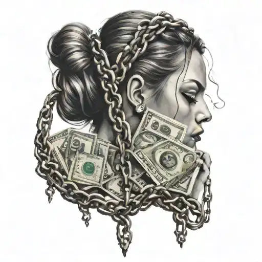 Woman Overthinking Chains Money