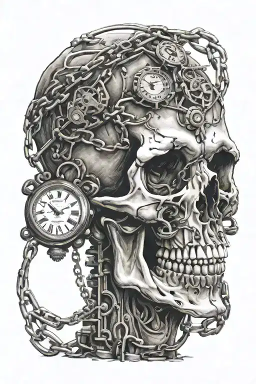 That The Position Of The Skull Is As It Is But That It Has A Watch Like A Watch With A Chain