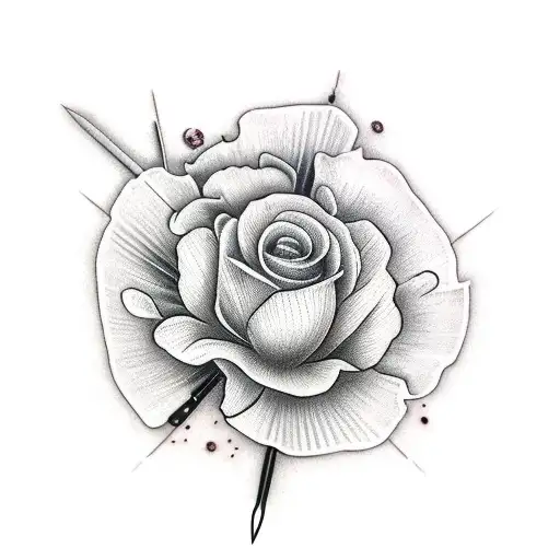 A Gladius Style Sword And Poppie Flowers Full Arm