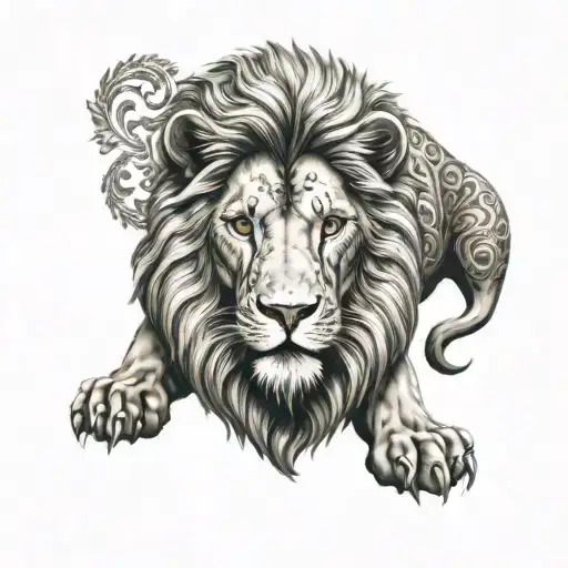 Lion Looking Forward With Filigree Sculpture