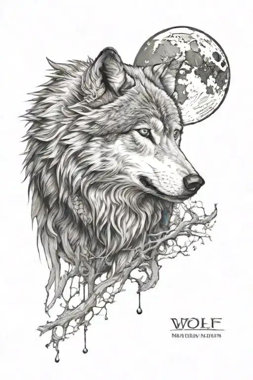 Wolf And Moon
