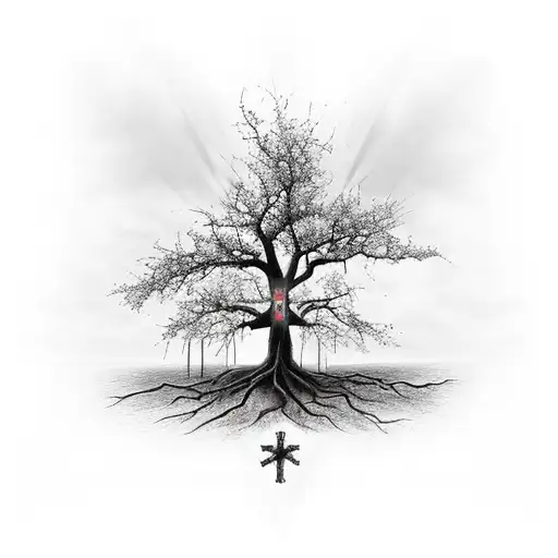 Tree That's A Cross Going From Hell To Heaven