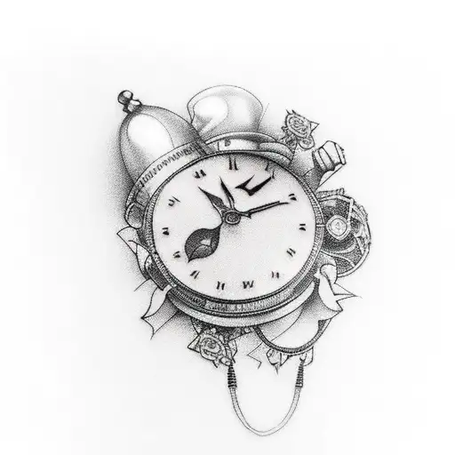 Alice In Wonderland Tattoo For Outer Thigh Of Female Leg