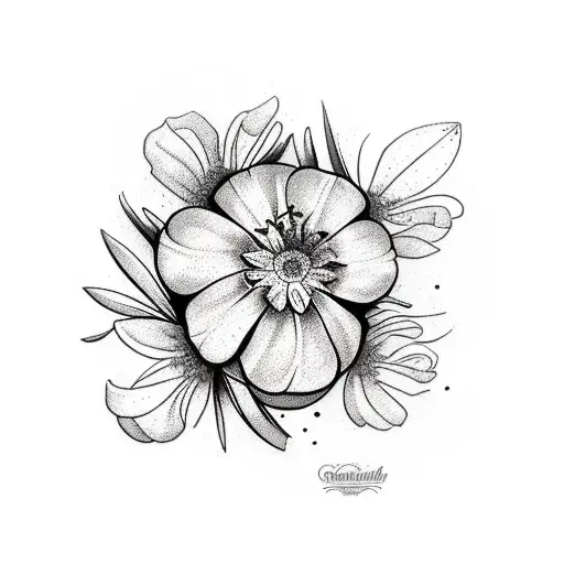 Bouquet Of 5 Wild Flowers In Color