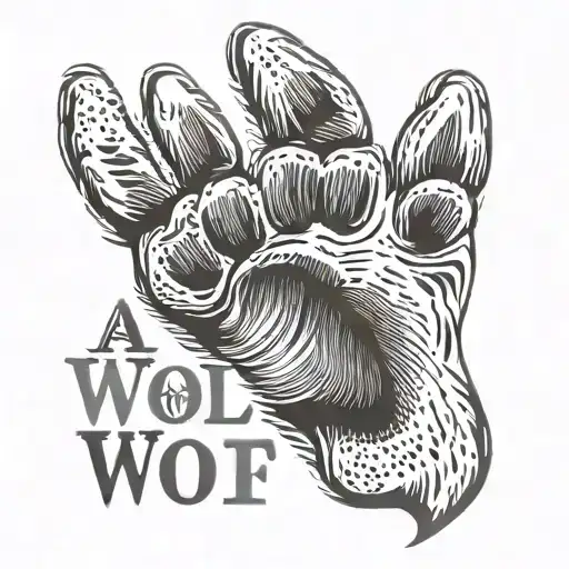 A Wolf Paw With A Text