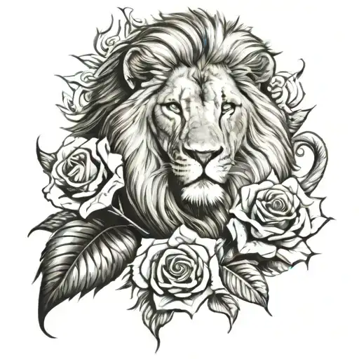 Lion And Rose